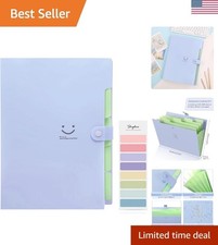 Elegant Purple Expanding File Folder with 5 Pockets - A4 Document Organizer