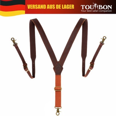 TOURBON Leder Hosenträger für Herren mit Y-Rücken, verstellbar Y-Form Hosenhaken