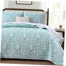 Quilt Set King Boho Bedspread Coverlet Set 3 Pieces King 104"x90" Aqua