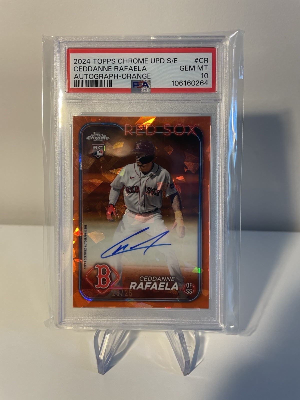 2024 Topps Chrome Update Sapphire Ceddanne Rafaela Orange Auto /25 PSA 10 RC