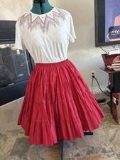 Square Dance Outfit - Medium - Red skirt 21 inches - White T-Shirt - Western