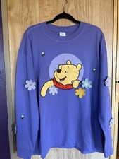 Disney Parks Winnie the Pooh Purple Cotton Crew Long Sleeve Flowers Size L NWT