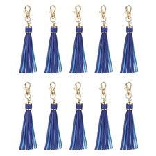 10pcs PU Leather Tassels, 6" Keychain Tassel with Lobster Swivel Blue