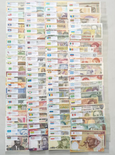 Colección de 100 billetes de papel moneda diferentes de 100 países regiones del mundo - Imagen 1 de 4