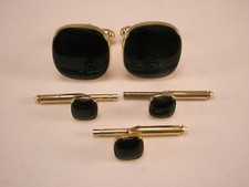 Square Black Gold Vintage ANSON Cuff Links  Formal Shirt Studs prom groom p36