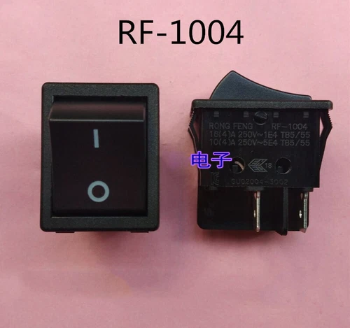 RONG FENG RF-1004 Rocker Switch Black 4 Pins 2 Positions 16A 250VAC Maintained