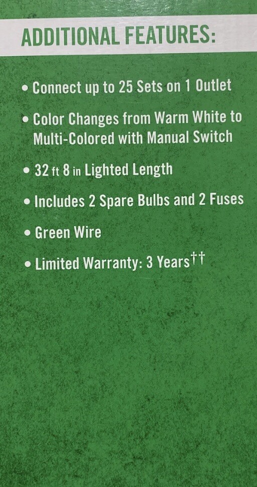 Home Accents Holiday Warm White To Multi Colored C9 LED Lights 50 Count