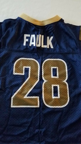 Vtg REEBOK RAMS #28 MARSHALL FAULK Kids NFL Jersey Youth Boys MEDIUM 5/6 POLY - Picture 10 of 10