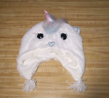 BNWT Unbranded Baby Girl Size Medium White Ultra Soft Fleece Unicorn Winter Hat
