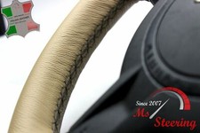 FÜR GMC YUKON 15-16 BEIGE LEDERLENKRADBEZUG SCHWARZ STIT