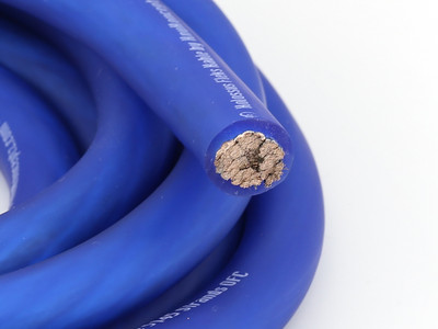KnuKonceptz Kolossus Flex 1/0 Gauge Blue OFC Power / Ground Wire 20' Copper
