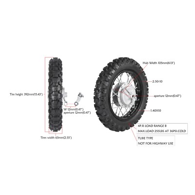 2.50-10 Front Rear Wheels Sprocket Axle For Yamaha TTR50 PW50