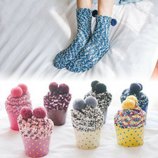 Women Coral Fleece Bed Socking Thermal Lovely Cupcake Soft Socks Xmas Gifts