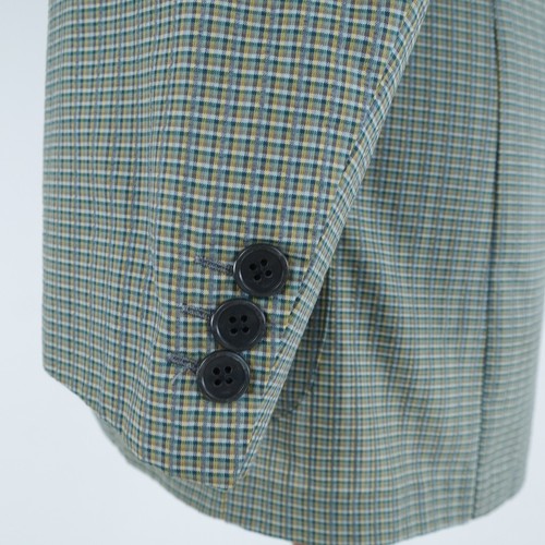 Mens Vintage Summer Blazer 38R UK Size Check Green Cotton Sport Coat Jacket - Picture 9 of 13
