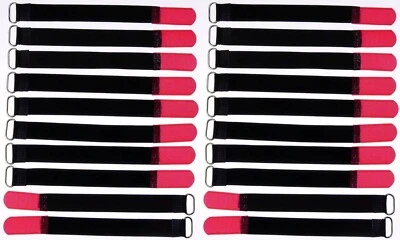 BIE-TEC 20 x Kabelklettband 20 cm x 20 mm rot Klettband Klett Kabel Binder Band mit Öse
