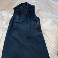 Tahari Sheath Dress Women's SZ 8 Bottle Green Sleeveless, Zip Accent Holiday NWT