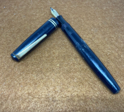 BLACK PARKER VICTORY VINTAGE FOUNTAIN PEN 14CT GOLD NIB COLLECTABLE ...