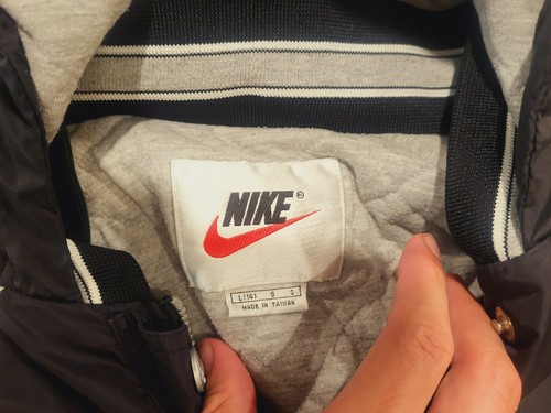 Vtg Nike big logo Embroidered Swoosh White Tag Button Up Jacket Size Large Youth - Picture 2 of 7