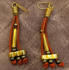 Women's 3" Dangle Gold Tone Earrings With Metal Balls
