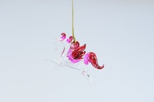 Hanging Pegasus Pink Red Figurine of Blown Glass Crystal