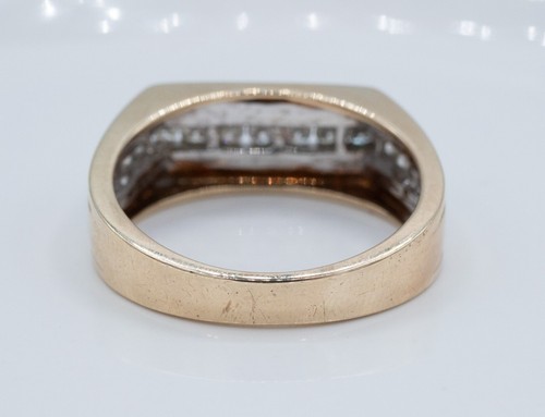 10KT Yellow Gold Men's 2-Tone .61cttw Natural Diamond Channel Set Wedding Band - Picture 8 of 14