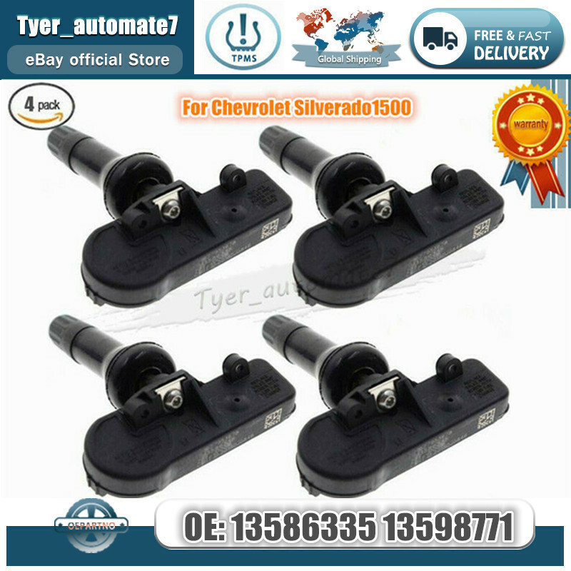 4x 13598771 Tire Pressure Monitoring System TPMS Sensor for Chevy Silverado 1500