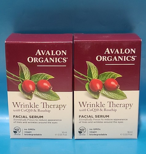 3x Avalon Organics Wrinkle Therapy FACIAL SERUM -CoQ10 & Rosehip- 0.55 oz /16 mL - Picture 2 of 6