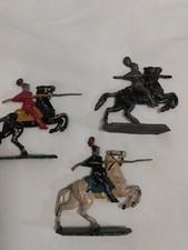 Vintage Lead Figures Soldiers Knights on Horses x3 - RARE COLLECTIBLE