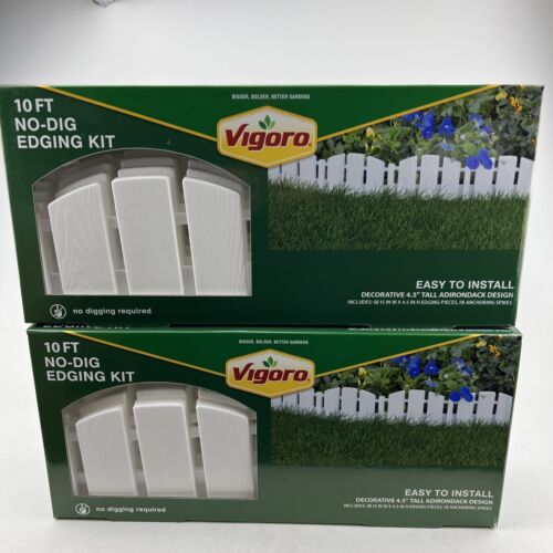 Vigoro 4.5" X 10ft Decorative Picket Fence Landscape Edging Kit White Lot of 2