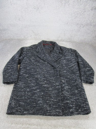Tommy Hilfiger Pea Coat Womens Xl Black Flannel Wool Blend