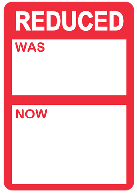 Red - Reduced was / now Price Stickers / Labels For Use With Thermal ...