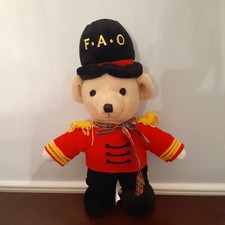 FAO Schwarz Plush Soldier Bear 13 Inch Vintage White Tag