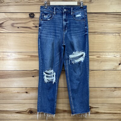 American Eagle Jeans Womens 8 Reg Mom Straight Jean Cotton Blend Stretch B171