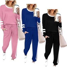 Womens 2 PCS Tracksuits Set Tops Pants Ladies Joggers Sport Loungewear Plus Size
