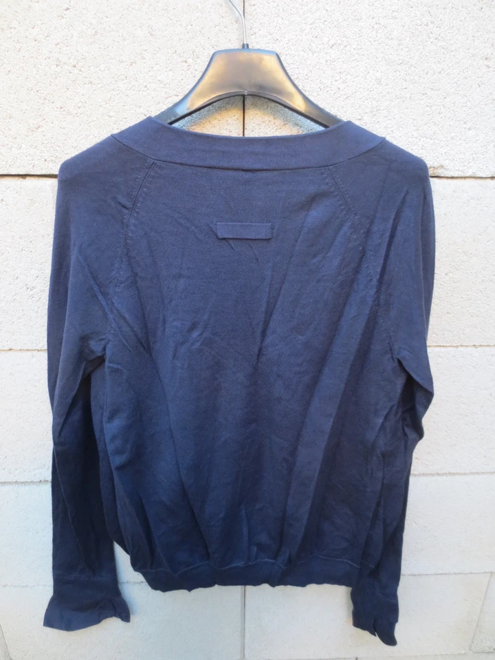 TOP NAF NAF style gilet bleu marine manches longues M - Photo 2/3