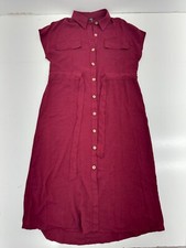 Shein Red Sleeveless Collared Button Up Dress Womens Size Small