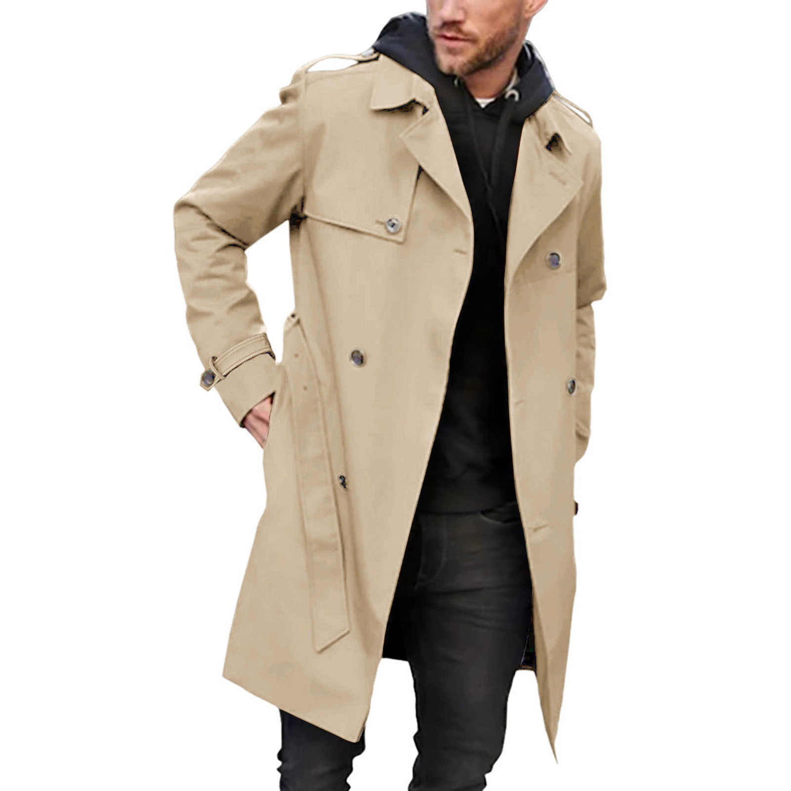 Male Slim Fit Long Coat Business Men Windbreaker Stylish Men's Doublebreasted eBay