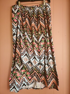 Bobbie Brooks Women's 1X Colorful Long Tulip Skirt