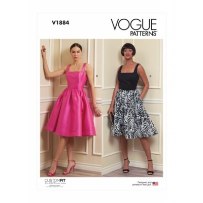 Vogue Patterns V1884 Misses Kleid Sommer Midi Rock Ballsaal