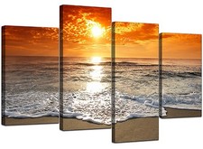 Large Sunset Beach Living Room Canvas Wall Art Pictures Prints XL 4152