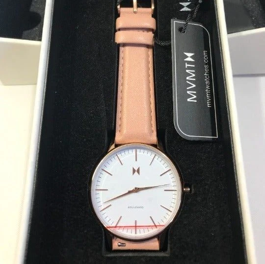 Ladies watch MVMT Boulevard NIB pink and white bands working