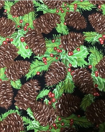 CHRISTMAS PINECONES Cotton Fabric POINSETTIA PASSION BY MODA BY THE Yard - Picture 1 of 2