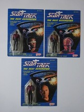 STAR TREK NEXT GENERATIONS GALOOB 3X FIGS PICARD WORF LA FORGE FACTORY SEALED CA