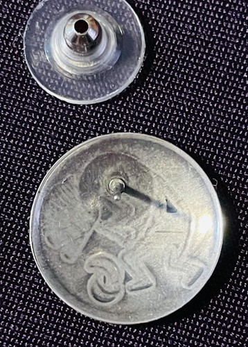 Pair Of Round Mexican Silver Kokopelli Pierced Earrings - Picture 7 of 7