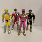 Vintage 1991 Lot of 4 Atomic Rangers Power Rangers Green, Red, Pink & Black