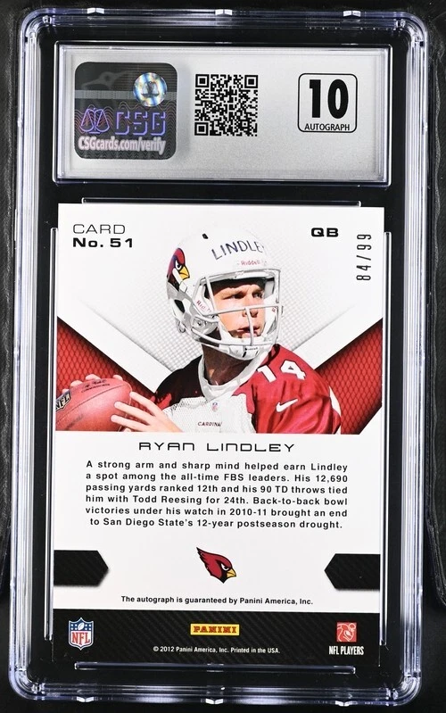 2012 Panini Momentum Rookie Salute Signature #51 Ryan Lindley Autographed - Image 2 of 2