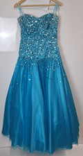 Crystal Breeze Ladies Prom Dress Bright Blue With Sequins / Netted Skirt Size 12