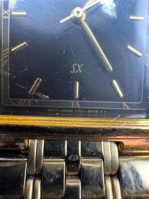 Vintage Seiko SX Tank Quartz Watch Unisex Gold Tone Black