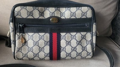 Gucci Vintage Blue GG Supreme Ophidia PVC Canvas Shoulder Bag