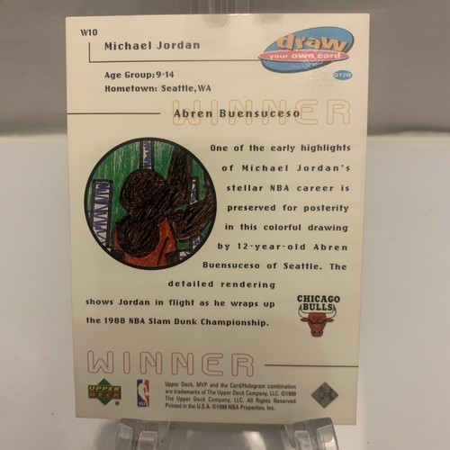 1999-00 Upper Deck Michael Jordan Draw Your Own Card #W10 Chicago Bulls - Picture 2 of 2
